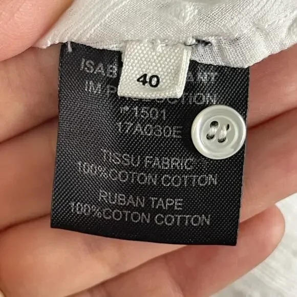 Isabel Marant Etoile Dress Womens 40 Ivory Ruffle Puff Sleeve Swiss Dot Prairie - Picture 8 of 16